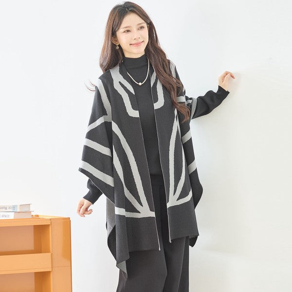 【M〜L】ニットショール×ハイネックニット×ワイドパンツの3点セット｜体型カバー・上品ニットアップ・TRUBE・N62-033