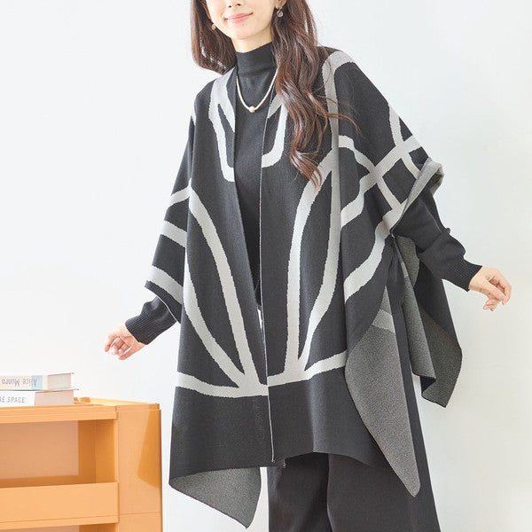 【M〜L】ニットショール×ハイネックニット×ワイドパンツの3点セット｜体型カバー・上品ニットアップ・TRUBE・N62-033