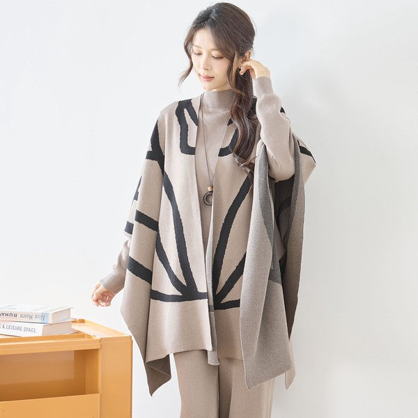 【M〜L】ニットショール×ハイネックニット×ワイドパンツの3点セット｜体型カバー・上品ニットアップ・TRUBE・N62-033