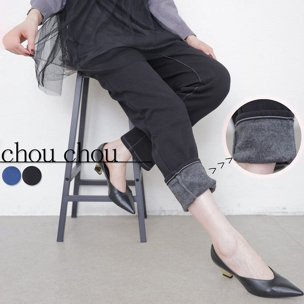 【M・L】発熱裏起毛テーパードデニムパンツ｜chouchou