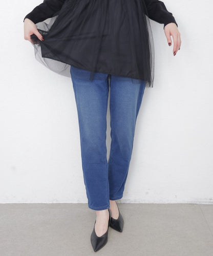 【M・L】発熱裏起毛テーパードデニムパンツ｜chouchou