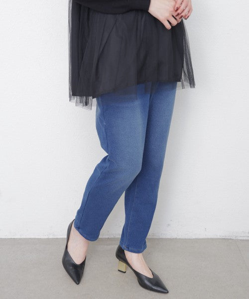 【M・L】発熱裏起毛テーパードデニムパンツ｜chouchou