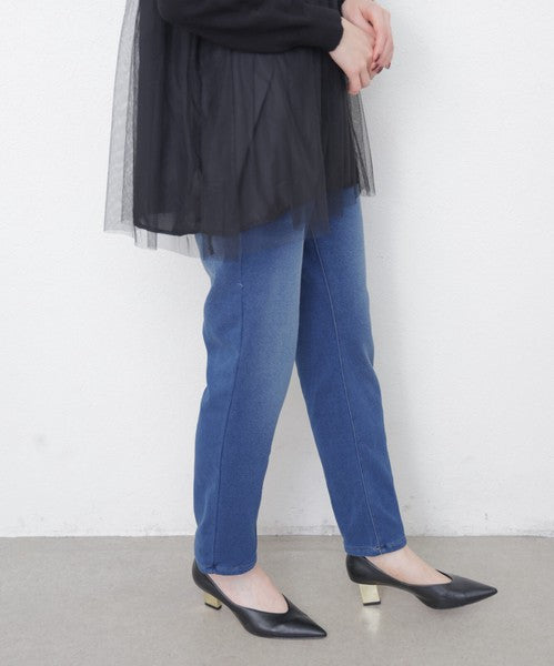 【M・L】発熱裏起毛テーパードデニムパンツ｜chouchou