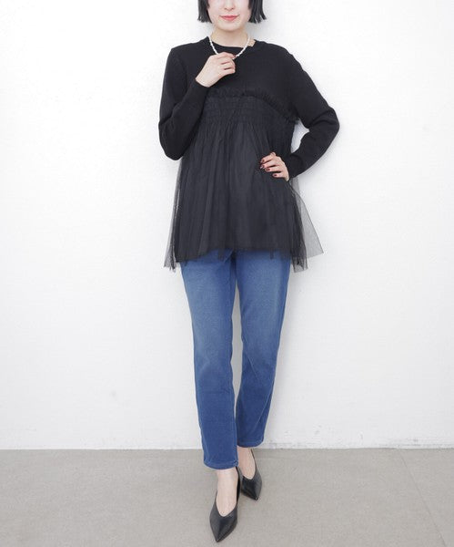 【M・L】発熱裏起毛テーパードデニムパンツ｜chouchou