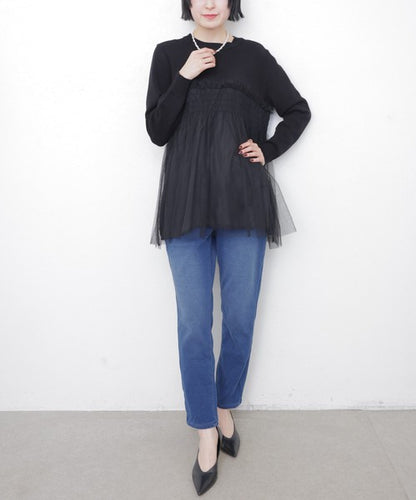 【M・L】発熱裏起毛テーパードデニムパンツ｜chouchou