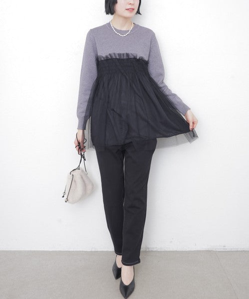 【M・L】発熱裏起毛テーパードデニムパンツ｜chouchou