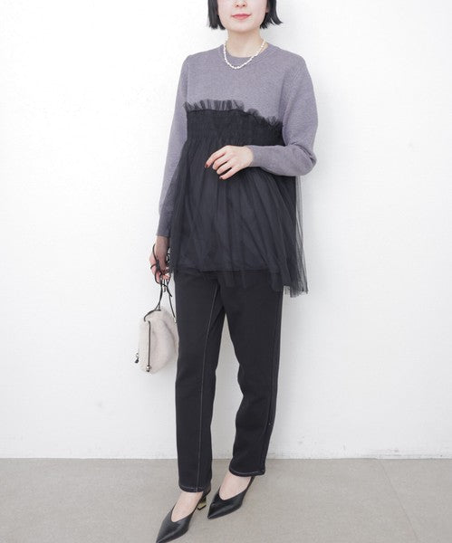 【M・L】発熱裏起毛テーパードデニムパンツ｜chouchou