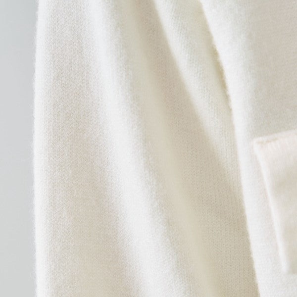 【M〜L】フリルネックパール釦ニットカーディガン｜amie studio