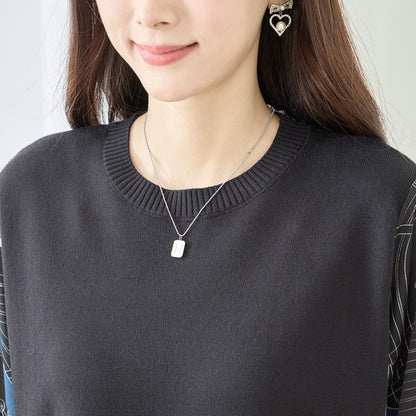 プリントドッキングニットワンピース 異素材切替 スカーフ柄 長袖 華やか