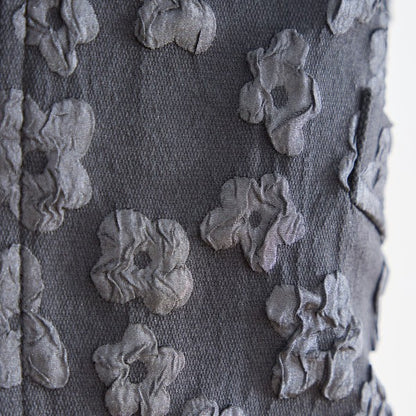 ワンボタン ジャカードベスト 花柄 立体モチーフ レイヤード 前後差ヘム フレア