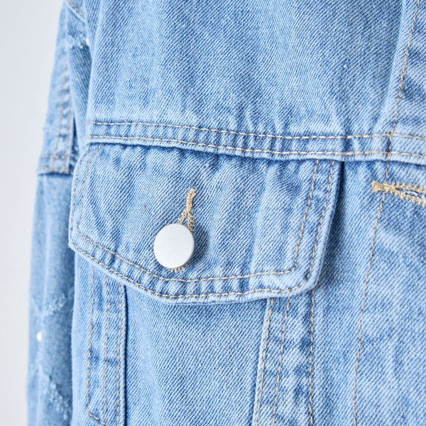 【M〜L】袖パール使いデニムジャケット｜TRUBE