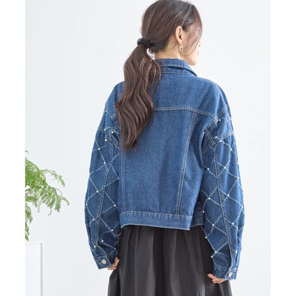 【M〜L】袖パール使いデニムジャケット｜TRUBE