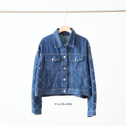 【M〜L】袖パール使いデニムジャケット｜TRUBE