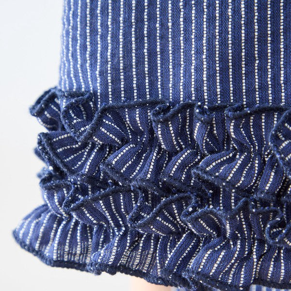 シャーリングフリル ノースリーブトップス ストライプ レイヤード 重ね着 セットアップ対応