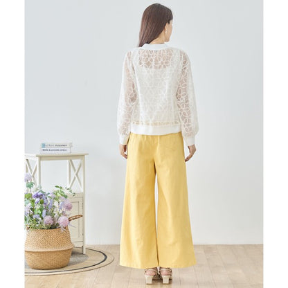 シースルー フラワーレース ジップブルゾン 刺繍 羽織り ノーカラー きれいめ