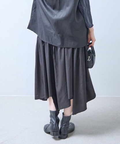 【M〜L】アシンメトリーギャザースカート｜Economico