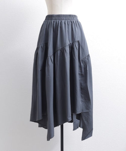 【M〜L】アシンメトリーギャザースカート｜Economico