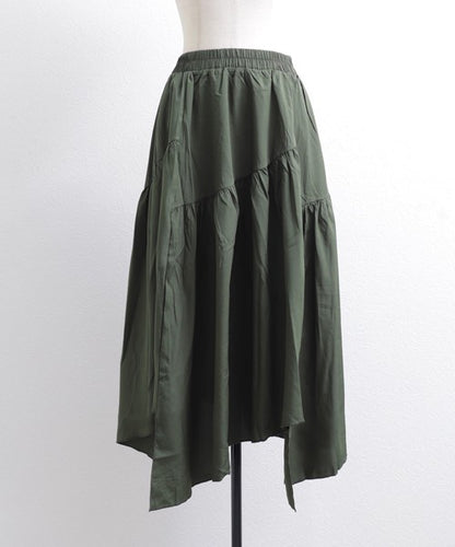 【M〜L】アシンメトリーギャザースカート｜Economico