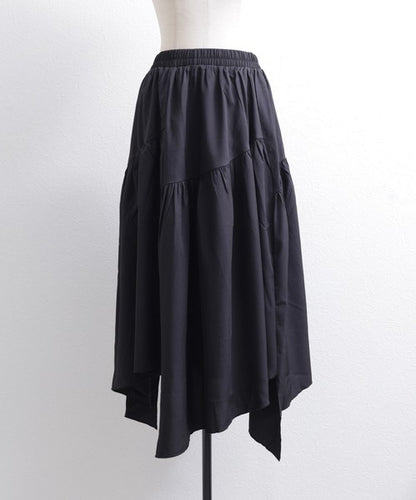 【M〜L】アシンメトリーギャザースカート｜Economico