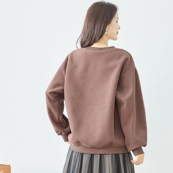 【M〜L】レオパード柄リボンロゴスウェット 大人可愛い バレエコア 長袖トレーナー