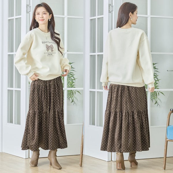 【M〜L】レオパード柄リボンロゴスウェット 大人可愛い バレエコア 長袖トレーナー