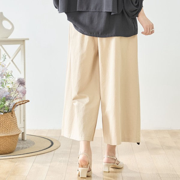 お花パッチワーク ワイドパンツ コットン 綿100% ウエストゴム イージーパンツ ゆったり