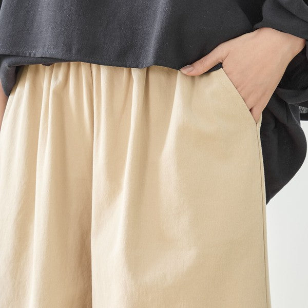 お花パッチワーク ワイドパンツ コットン 綿100% ウエストゴム イージーパンツ ゆったり