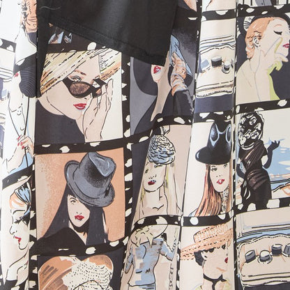 アートパネル切替 フーディワンピース 長袖 異素材 ドッキング ロング丈 ゆったり