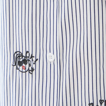 無地 白 刺繍モチーフ ロングシャツ チュニック 長袖 綿100 前後差 ゆったり