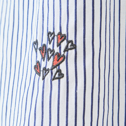 無地 白 刺繍モチーフ ロングシャツ チュニック 長袖 綿100 前後差 ゆったり