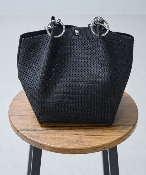 キラキラ カメリア メッシュ ミニバッグ 自立 折りたたみ 2WAY ショルダー