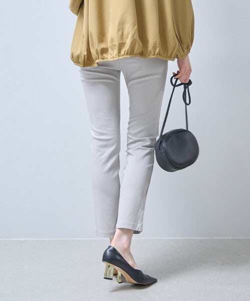 タック入り ハイテンションパンツ スーパーストレッチ ウエストゴム 美脚 テーパード