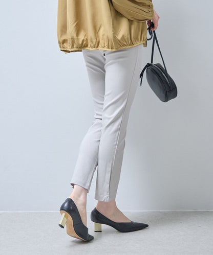 タック入り ハイテンションパンツ スーパーストレッチ ウエストゴム 美脚 テーパード