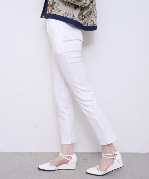 タック入り ハイテンションパンツ スーパーストレッチ ウエストゴム 美脚 テーパード