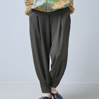 バナナパンツ ドレープ とろみ素材 テーパード ワイド ウエストゴム ゆったり 春夏