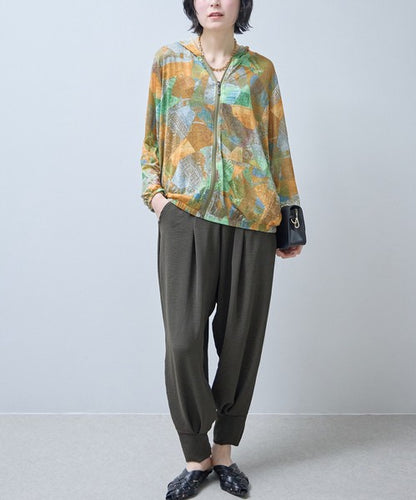 バナナパンツ ドレープ とろみ素材 テーパード ワイド ウエストゴム ゆったり 春夏