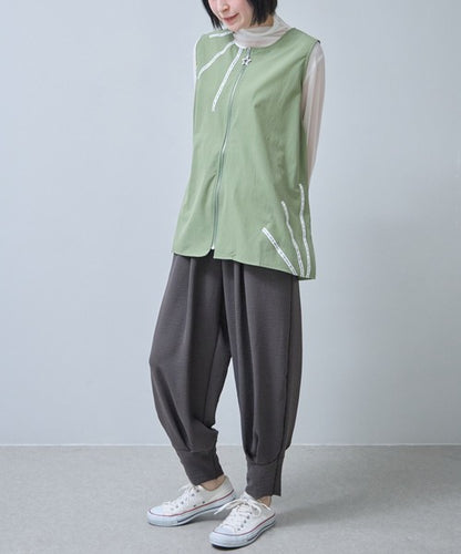 バナナパンツ ドレープ とろみ素材 テーパード ワイド ウエストゴム ゆったり 春夏