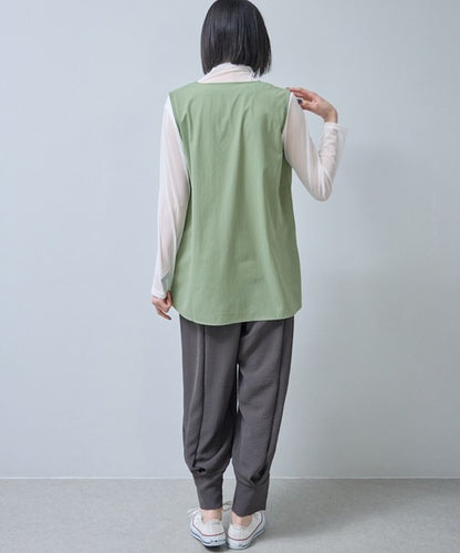 バナナパンツ ドレープ とろみ素材 テーパード ワイド ウエストゴム ゆったり 春夏