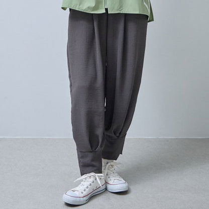 バナナパンツ ドレープ とろみ素材 テーパード ワイド ウエストゴム ゆったり 春夏