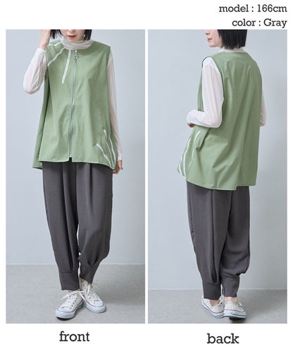 バナナパンツ ドレープ とろみ素材 テーパード ワイド ウエストゴム ゆったり 春夏