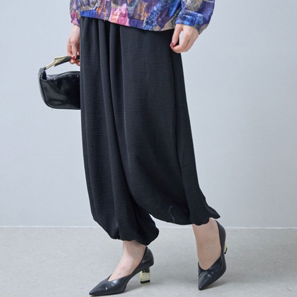 アラジンパンツ サルエル 裾ゴム ウエストゴム ゆったり 体型カバー ボトムス 春夏