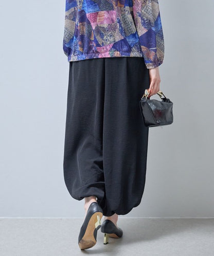 アラジンパンツ サルエル 裾ゴム ウエストゴム ゆったり 体型カバー ボトムス 春夏