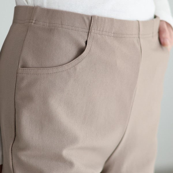 日本製 プレミアムストレッチ テーパード パンツ ポケット付 美脚 すっきり 秋冬 M L LL