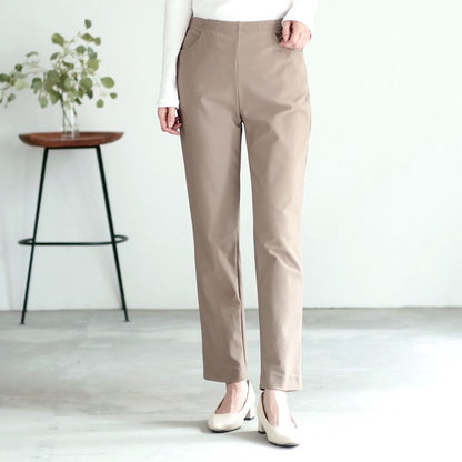 日本製 プレミアムストレッチ テーパード パンツ ポケット付 美脚 すっきり 秋冬 M L LL