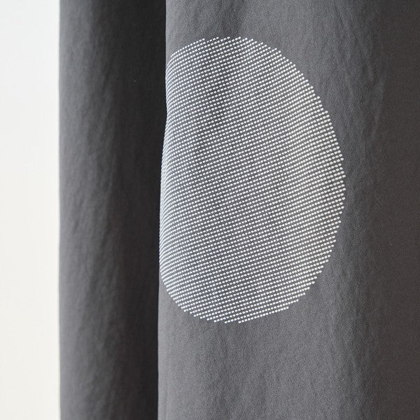 アシンメトリー ドット柄 切替ワンピース 長袖 フレア ゆったり 体型カバー