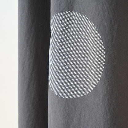 アシンメトリー ドット柄 切替ワンピース 長袖 フレア ゆったり 体型カバー