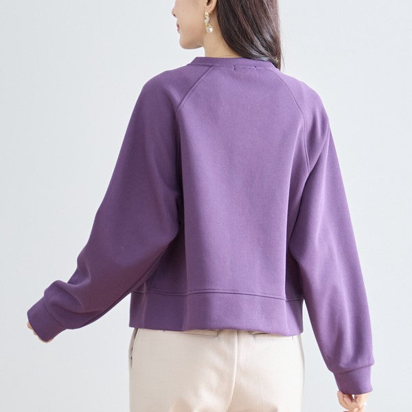 スナップボタン スウェット カーディガン 長袖 クルーネック ライトアウター カラバリ豊富