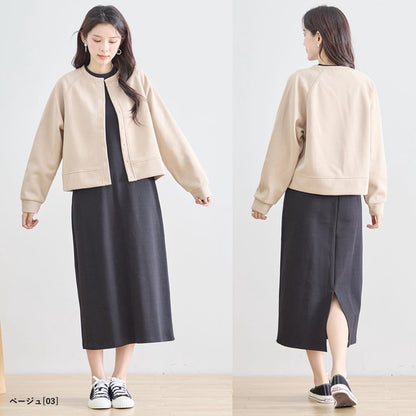 スナップボタン スウェット カーディガン 長袖 クルーネック ライトアウター カラバリ豊富