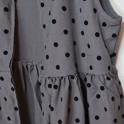 ペプラム フロッキードット ベスト ジップアップ ノースリーブ ジレ レイヤード 春 夏