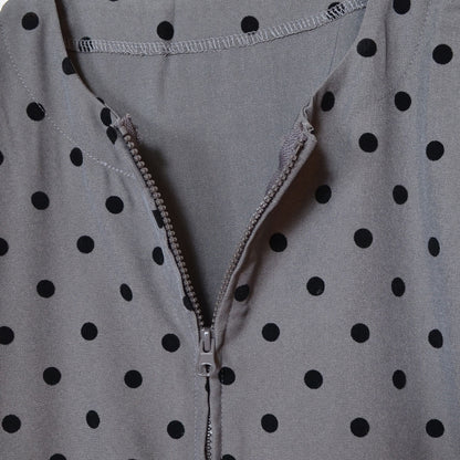 ペプラム フロッキードット ベスト ジップアップ ノースリーブ ジレ レイヤード 春 夏